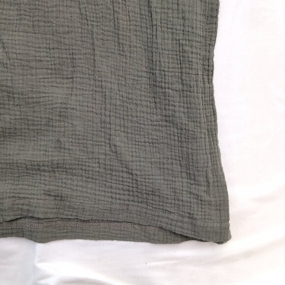 Susan Tyler Cotton Gauze Maxi Dress Olive V-Neck Size L - Picture 9 of 12